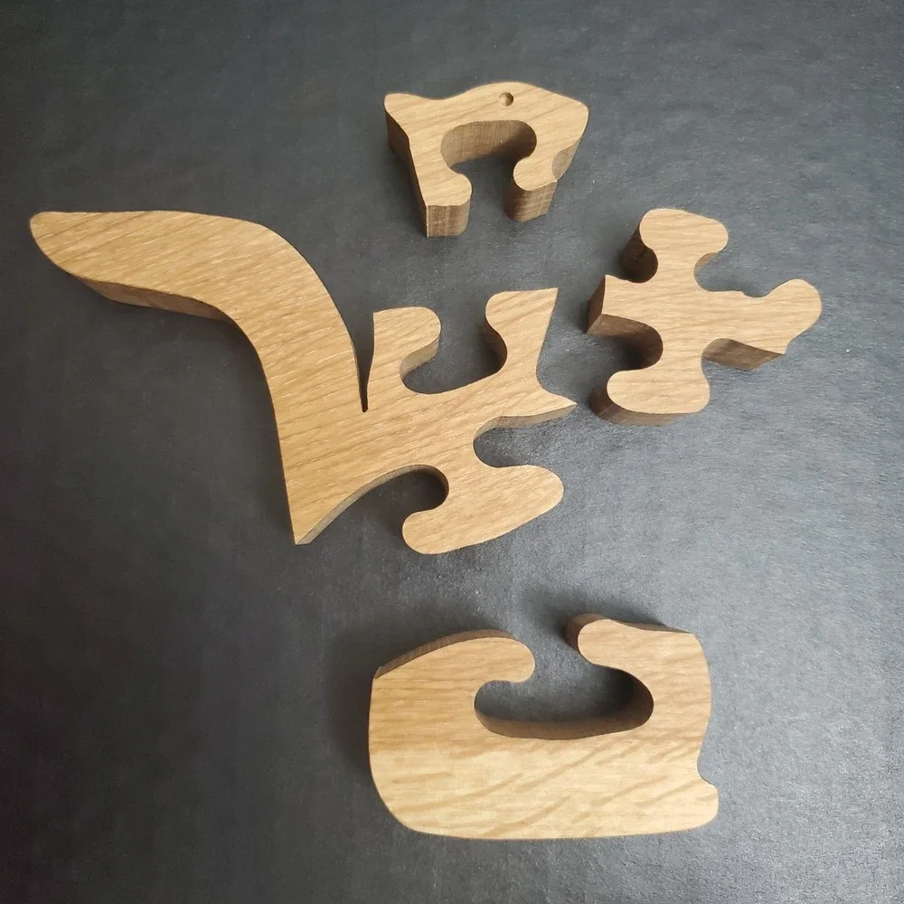 Vintage Wood Squirrel Puzzle Handcut 4 Piece Jigsaw Desk Mantle Decoration #2